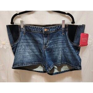 Ingrid & Isabel Maternity Womens 14 Blue Shorts Denim Expanded Side Stretch Flex